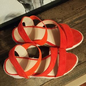 Women’s Red Strappy Espadrille Sandals-Like New